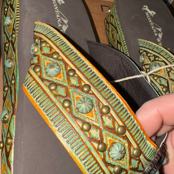 Montana West Black and Green Embellished Sandals - Picture 4 of 9